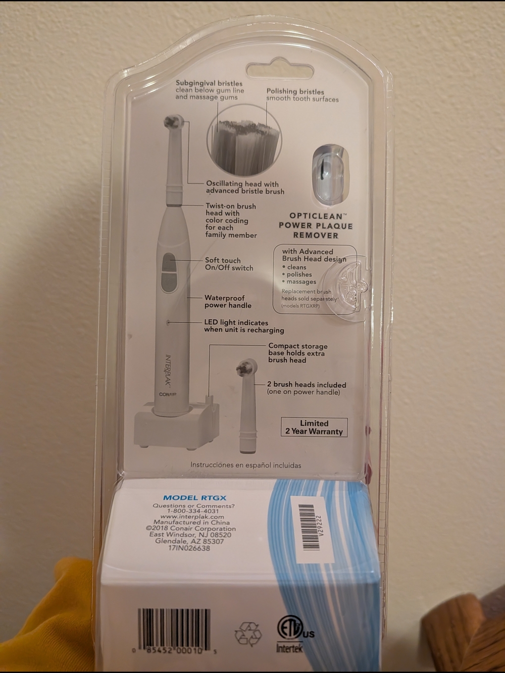 Interplak Conair White Electric Toothbrush with Replacement Heads - Picture 2 of 2